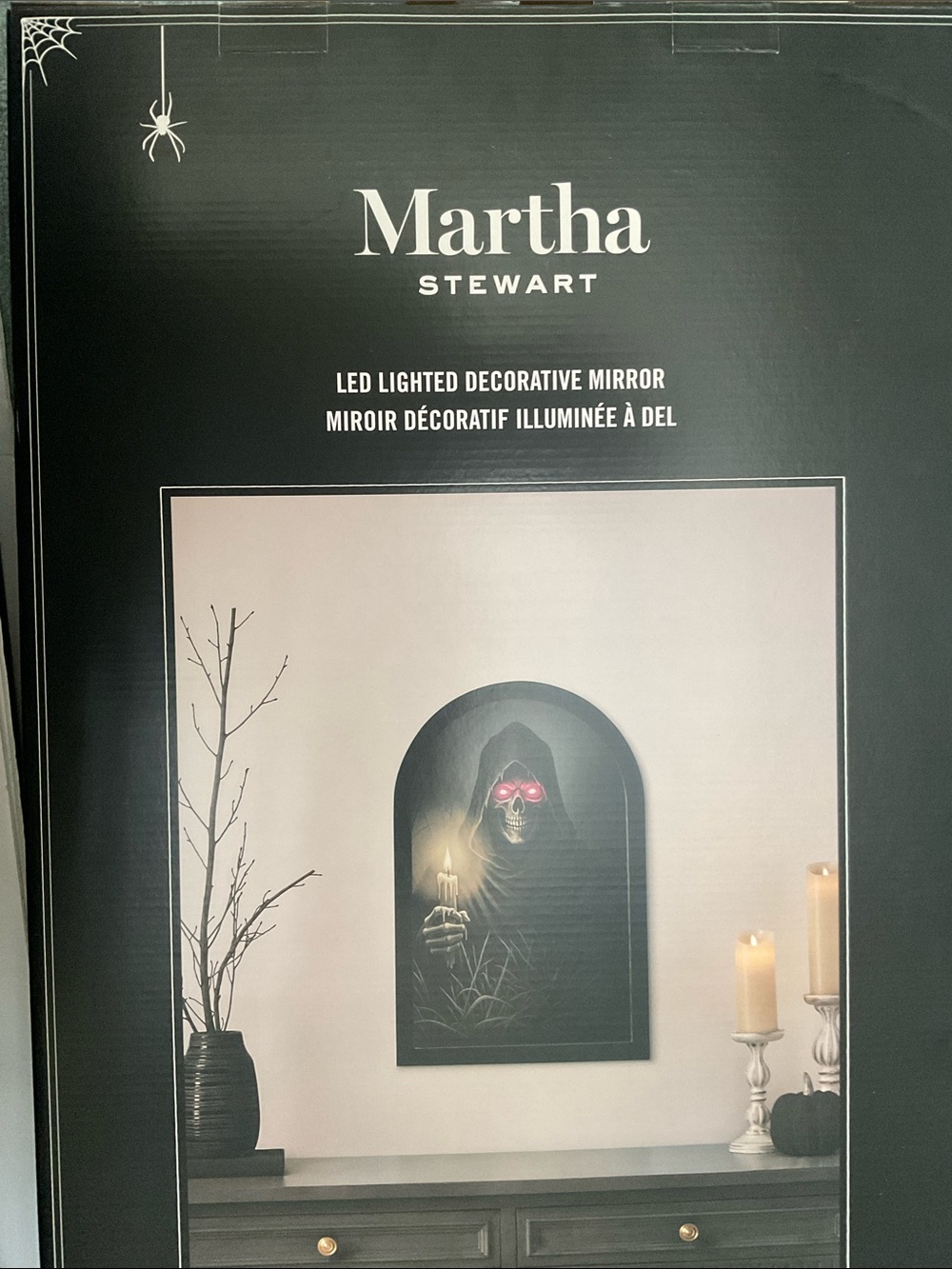 ARTHA STEWART HALLOWEEN GHOST LED MIRROR THE GRIM REAPER SKULL 23x14” MIRROR NW